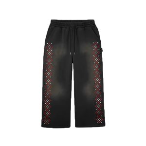 Acid Washed Rhinestone Sweatpants For Men
