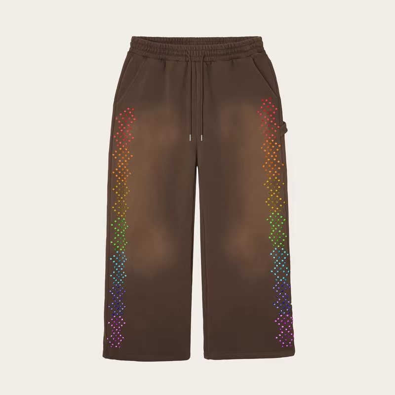 Acid Washed Rhinestone Sweatpants For Men - Image 2