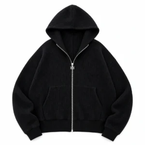 Waffle Zip-Up Hoodie for Men flat-lay product image 1 on a white background