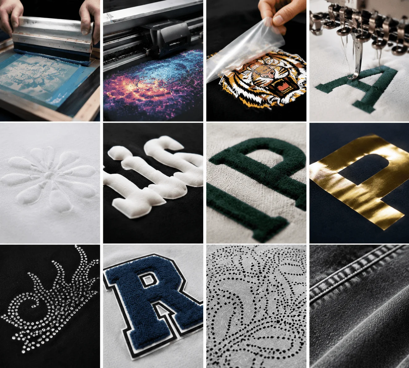 Custom apparel decoration and construction examples